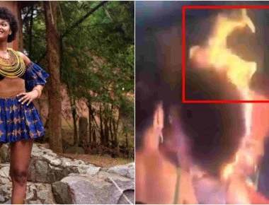 «Άναψε» η νικήτρια του διαγωνισμού Μις Αφρική- Πήραν φωτιά τα μαλλιά της την ώρα πιο γιόρταζε τη νίκη της (βίντεο)